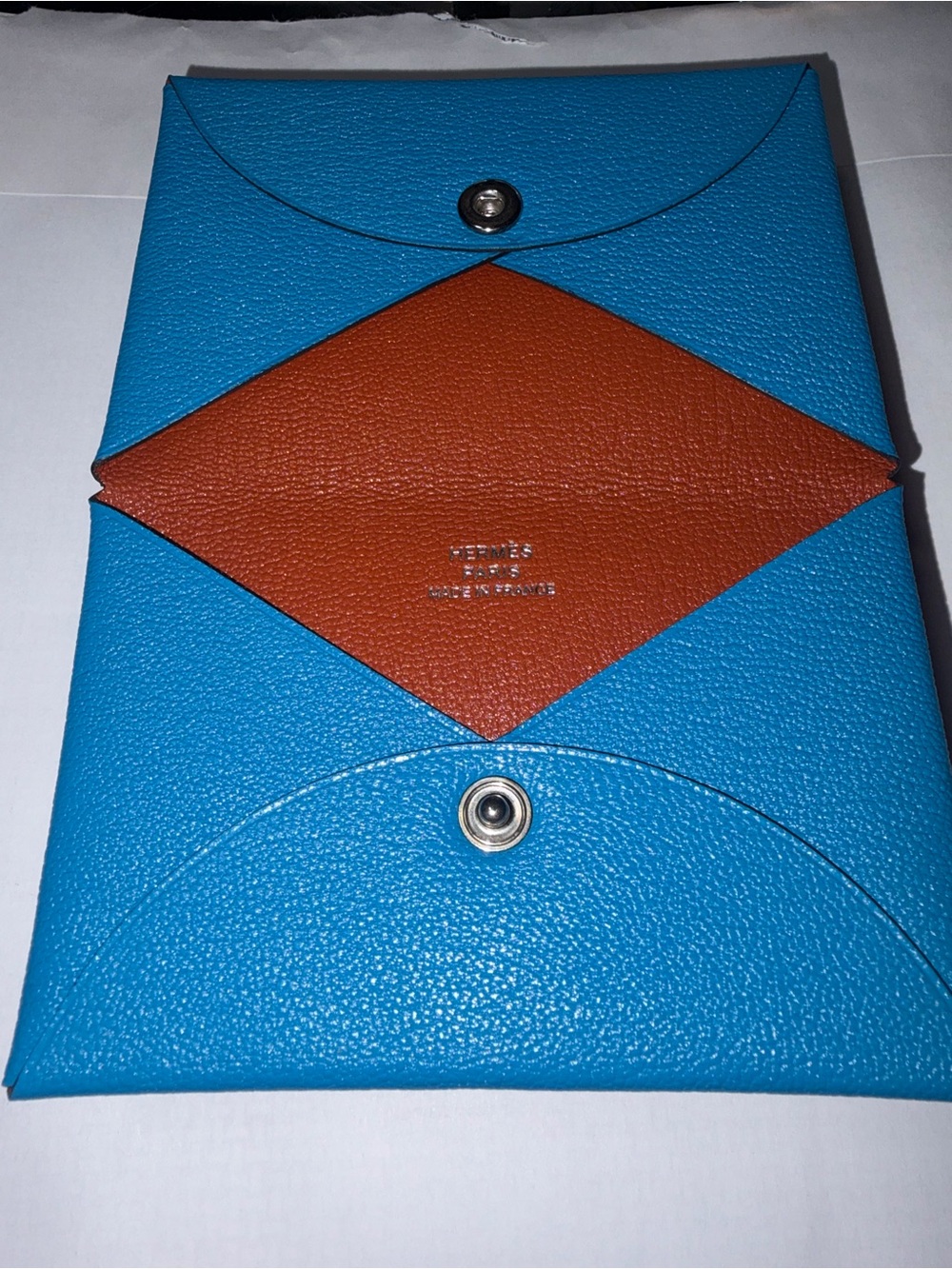 Hermes Bicolor Leather Calvi Card Holder - Picture 3 of 7